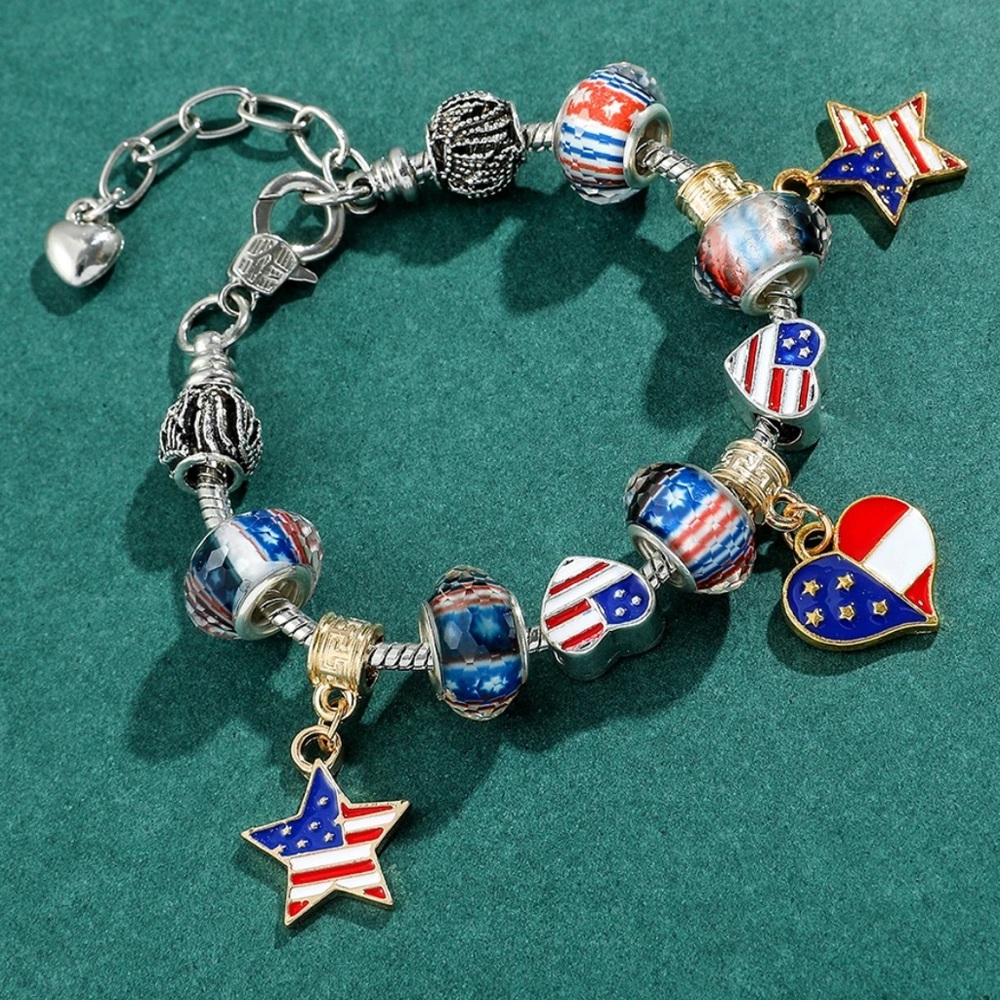 USA Patriotic Charm Bracelet – 11 Interchangeable Charms | 4th of July Ready NEW - Picture 4 of 10